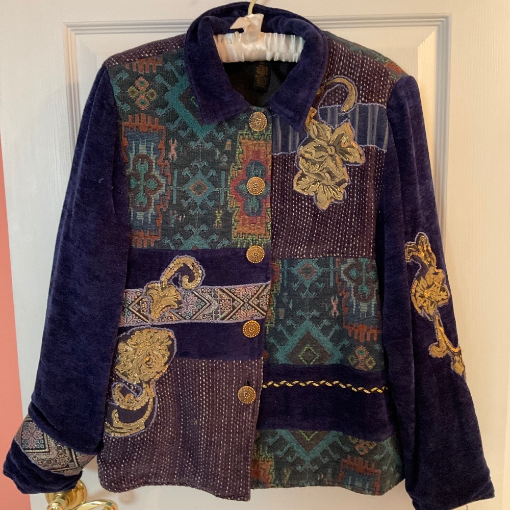 Alex Kim whimsical blue jacket